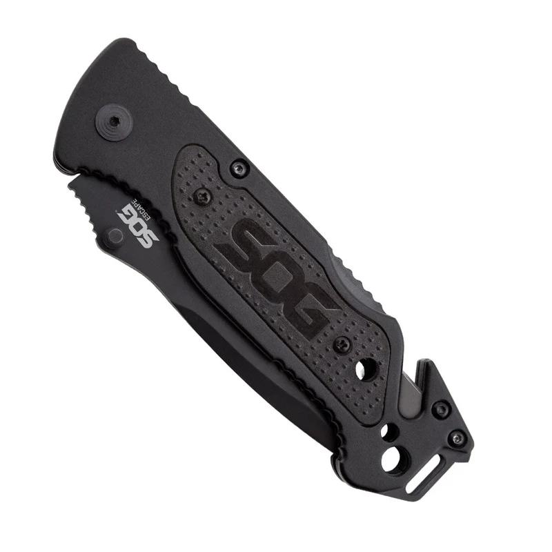 Couteau pliant SOG Escape acier 9Cr18MoV lame 83 mm revêtement TiNi coupe-lien